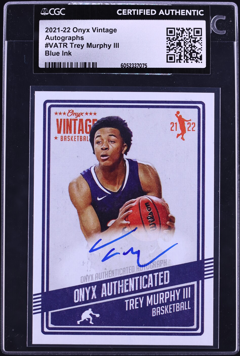 2021 Onyx Vintage Blue Ink Trey Murphy III AUTO #VATR CGC AUTH