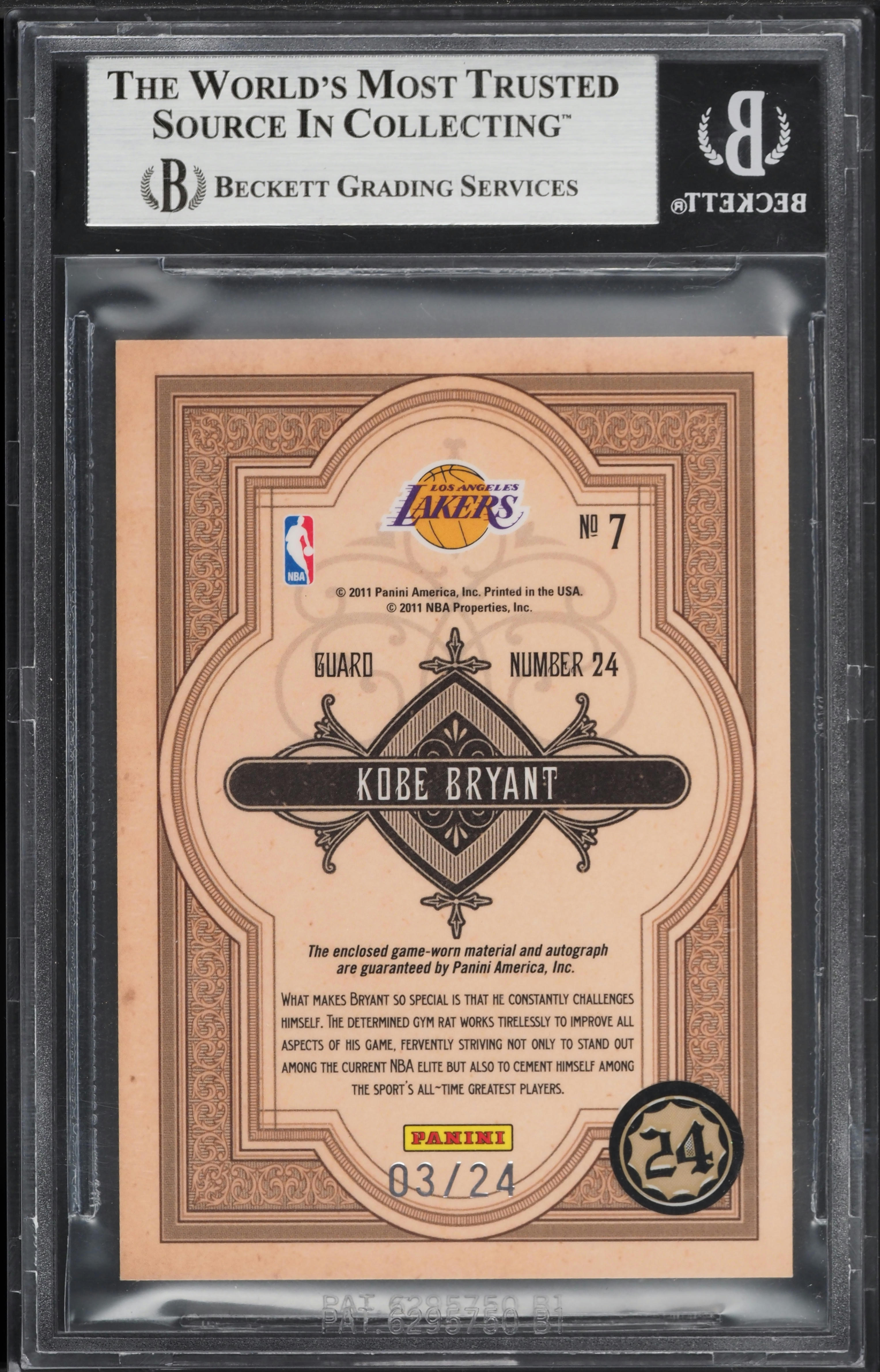 2010 Panini Gold Standard Gold Mining Kobe Bryant PATCH AUTO