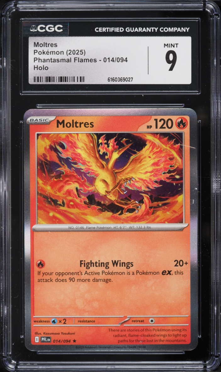 2025 Pokemon Mega Evolution Phantasmal Flames Holo Moltres #14 CGC 9 MINT