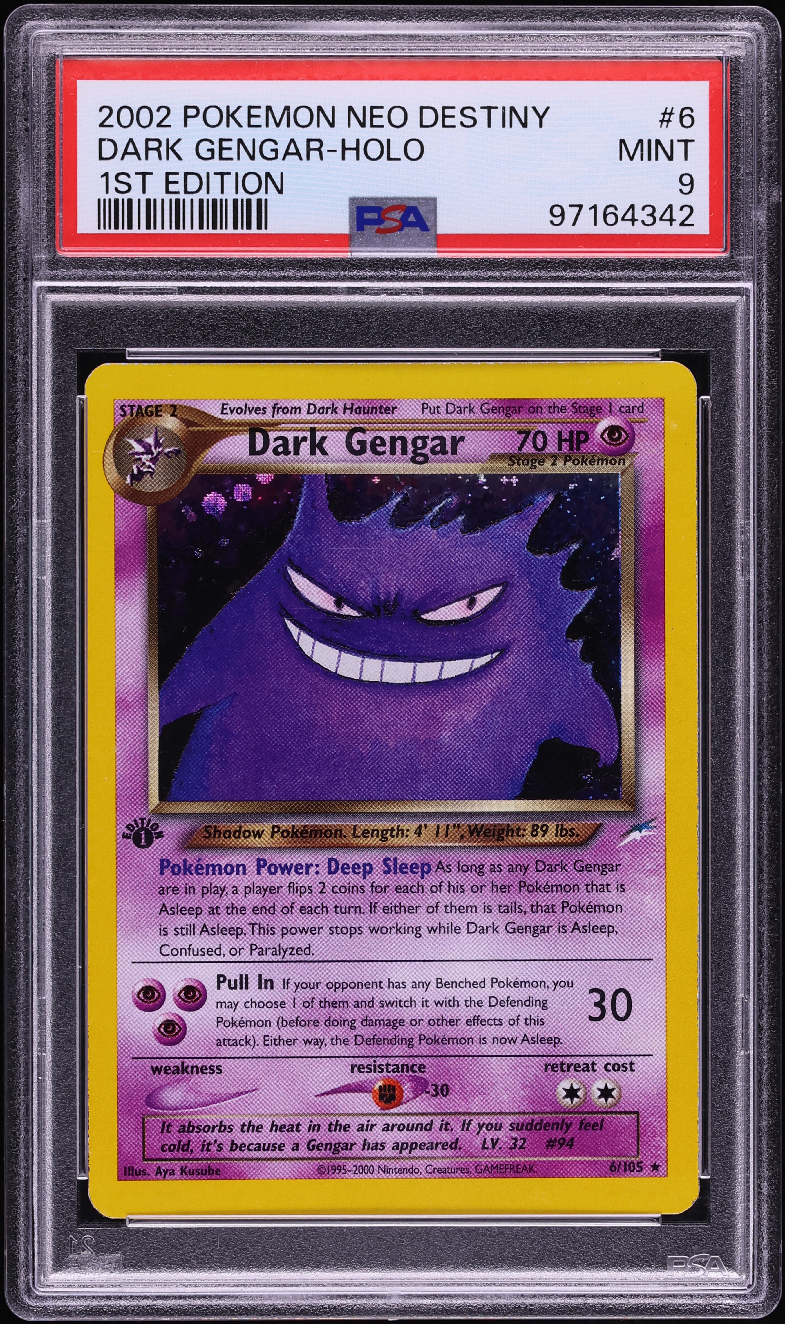 2002 Pokemon Neo Destiny 1st Edition Holo Dark Gengar #6 PSA 9 MINT