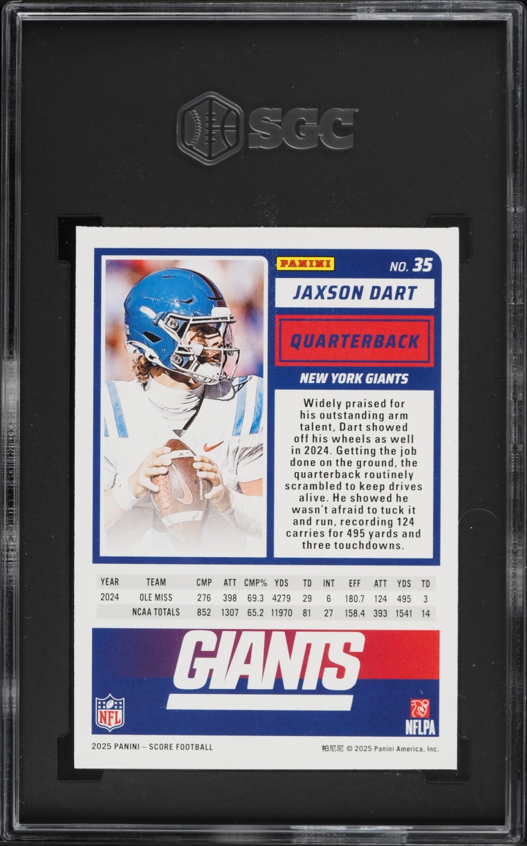 2025 Score Football Jaxson Dart ROOKIE #35 SGC 9 MINT