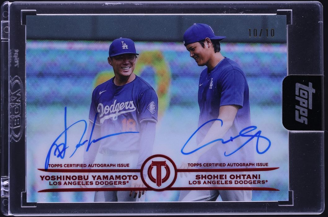 2025 Topps Tribute True To The Game Red Shohei Ohtani Yoshinobu Yamamoto AUTO 10/10 #TTG-OY