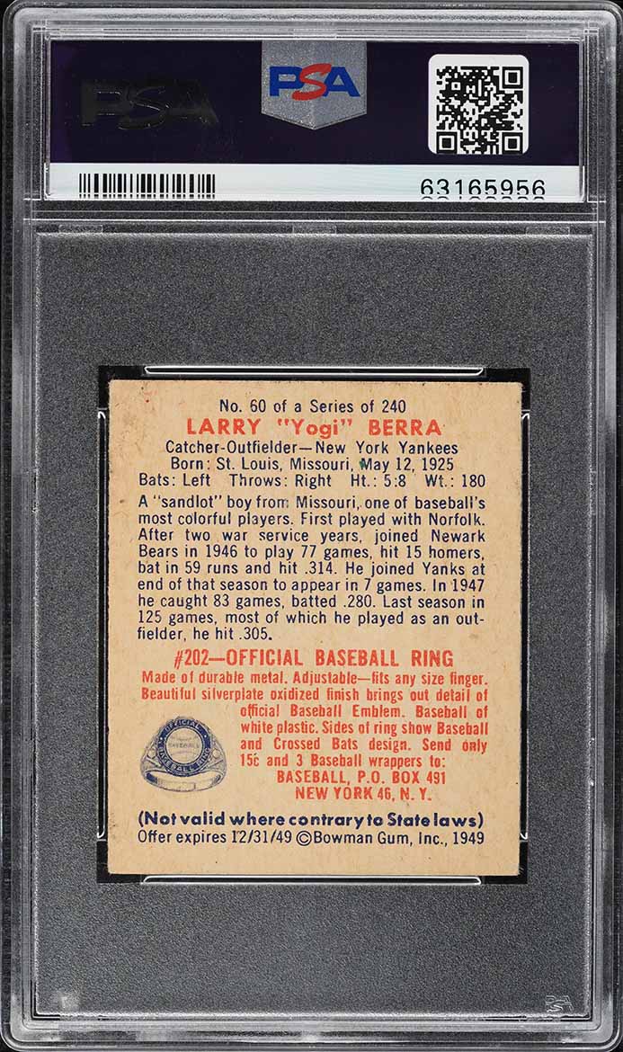 1949 Bowman Yogi Berra #60 PSA 6 EXMT