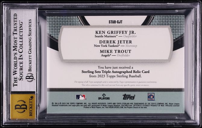 2023 Topps Sterling Sets Silver Mike Trout Ken Griffey Jr. Derek Jeter PATCH AUTO 1/1 BGS 8.5