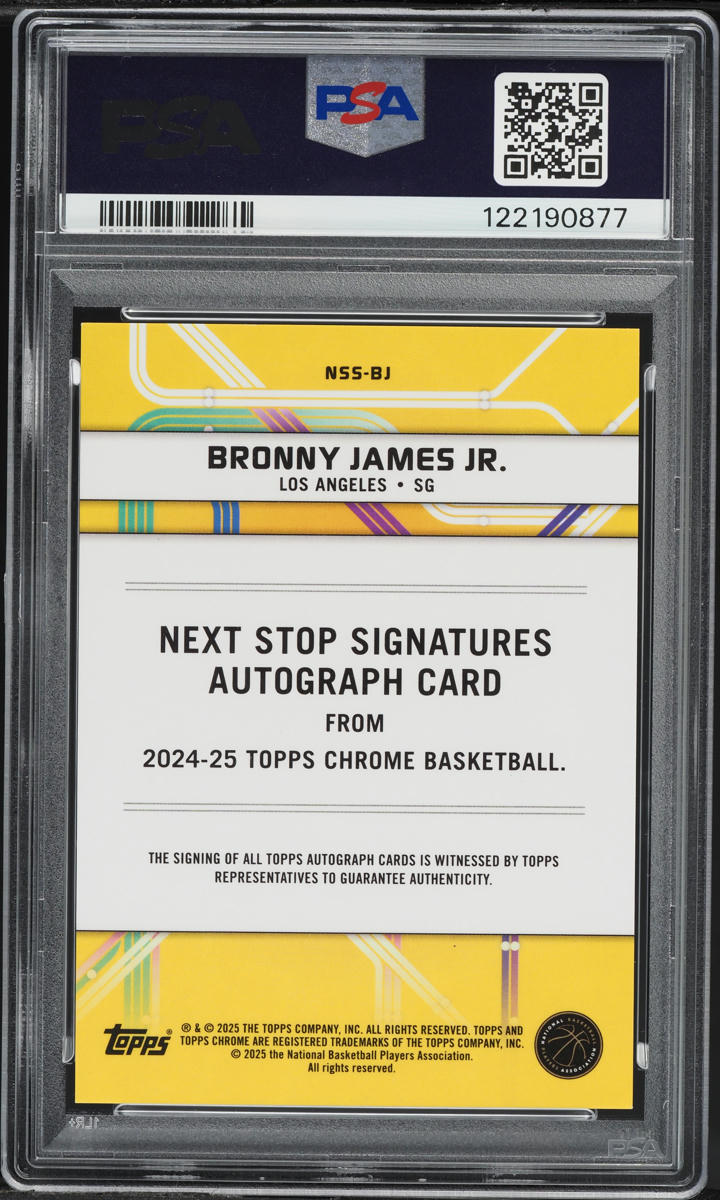 2024 Topps Chrome Next Stop Gold Geo Bronny James Jr ROOKIE AUTO /50 PSA 9 MINT