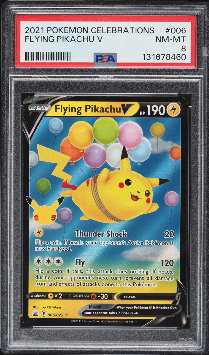 2021 Pokemon Sword & Shield Celebrations Alt Art Flying Pikachu V #6 PSA 8 NM-MT