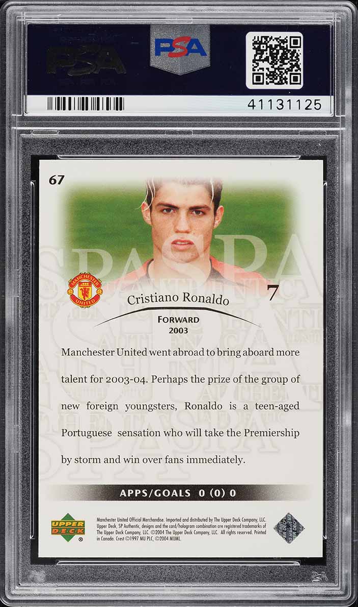 2004 SP Authentic Manchester United Cristiano Ronaldo #67