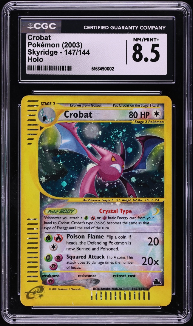 2003 Pokemon Skyridge Holo Crystal Crobat #147 CGC 8.5 NM-MT+