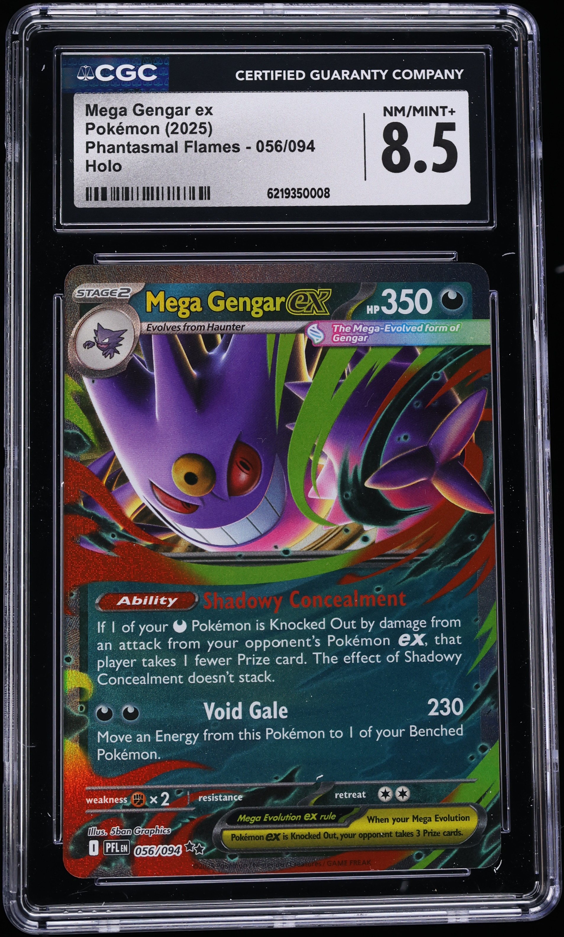 2025 Pokemon Mega Evolution Phantasmal Flames Holo Mega Gengar EX #56 CGC 8.5 NM-MT+