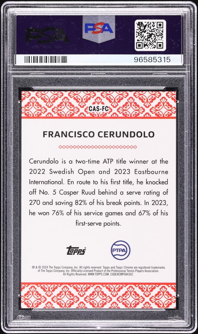 2024 Topps Chrome Aces Superfractor Francisco Cerundolo 1/1 #CAS-FC PSA 10 GEM