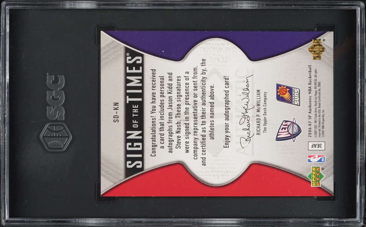 2006 Upper Deck SP Authentic Sign Of The Times Dual Kidd Nash AUTO /15 #SD-KN SGC 9 MINT