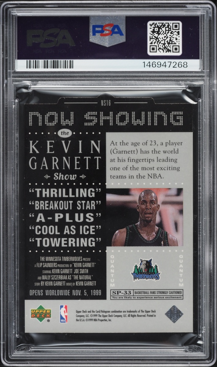1999 Upper Deck Now Showing Level 1 Kevin Garnett /100 #NS16 PSA 8 NM-MT