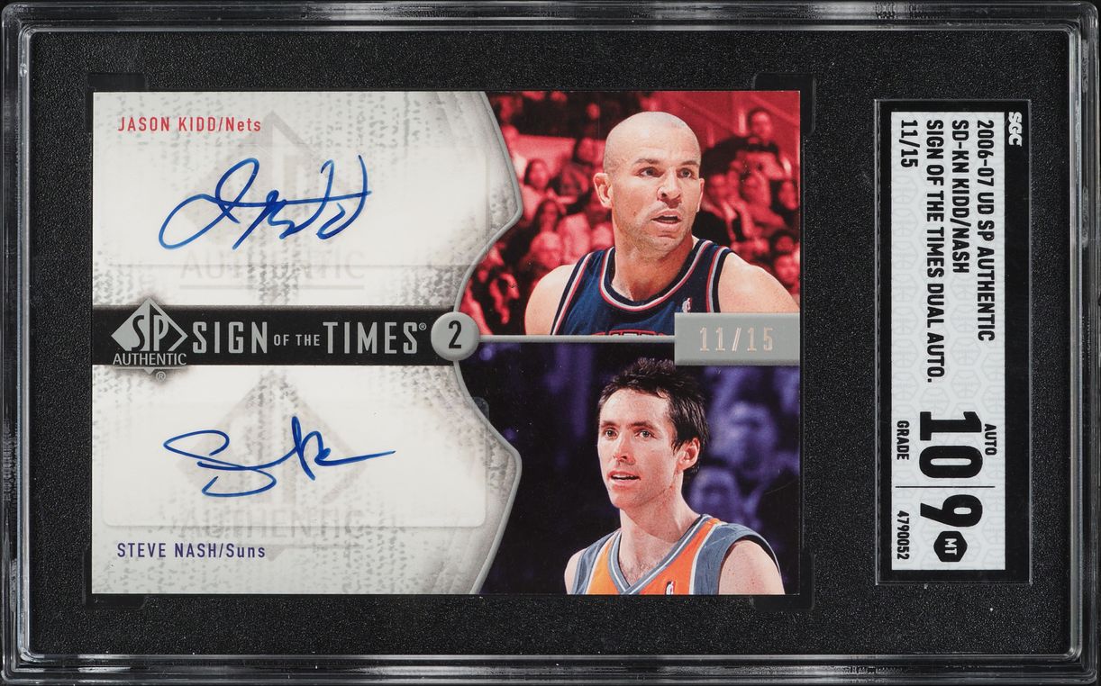 2006 Upper Deck SP Authentic Sign Of The Times Dual Kidd Nash AUTO /15 #SD-KN SGC 9 MINT