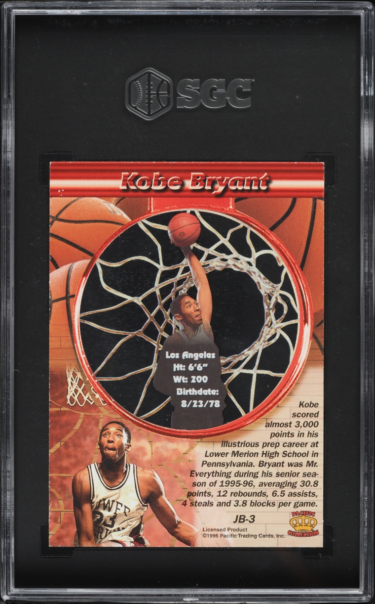 1996 Pacific Power Jump Ball Kobe Bryant ROOKIE #JB-3 SGC 8 NM-MT