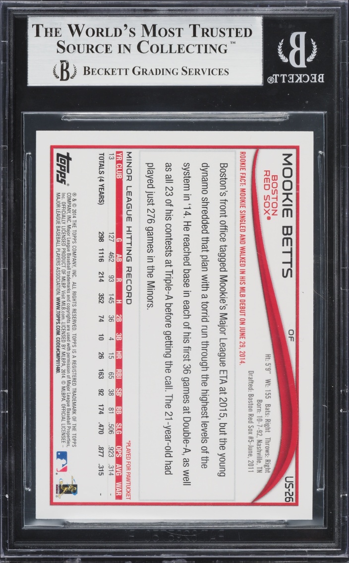 2014 Topps Update Target Red Border Mookie Betts ROOKIE #US26 BGS 9 MINT