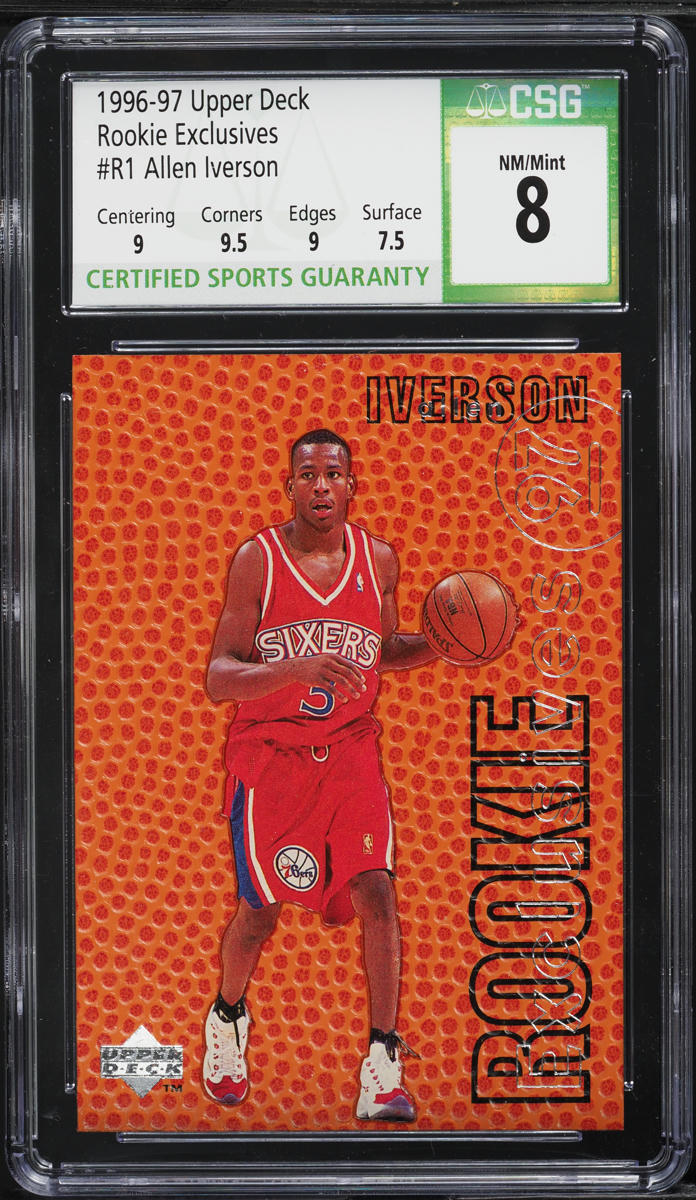 1996 Upper Deck Exclusives Allen Iverson ROOKIE #R1 CSG 8 NM-MT