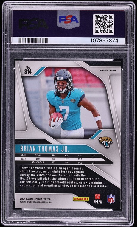 2024 Panini Prizm Green Brian Thomas Jr. ROOKIE #314 PSA 10 GEM MINT