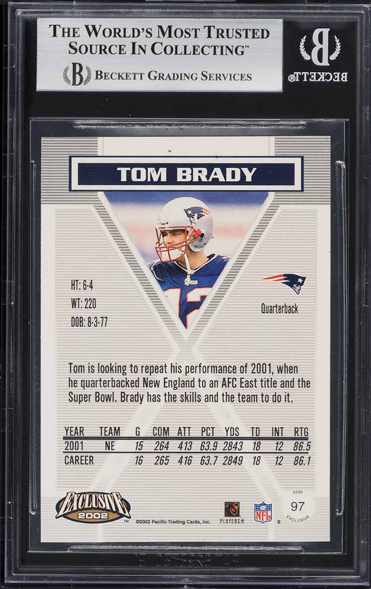 2002 Pacific Exclusive Tom Brady #97 BGS 8.5 NM-MT+