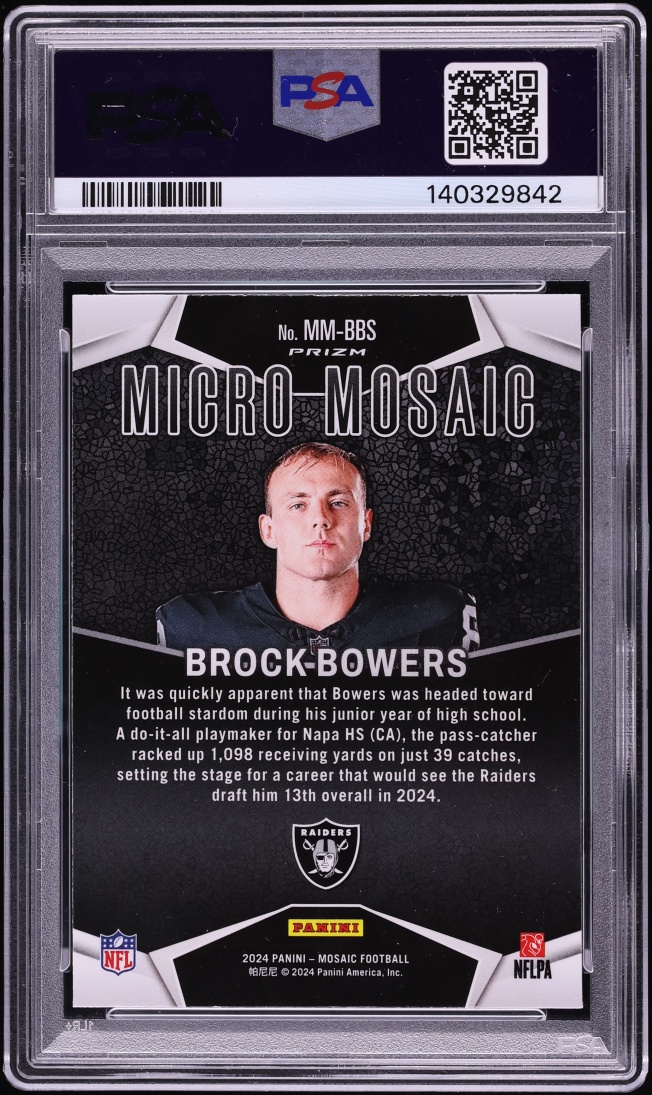 2024 Panini Mosaic Micro Brock Bowers ROOKIE #MM-BBS PSA 9 MINT
