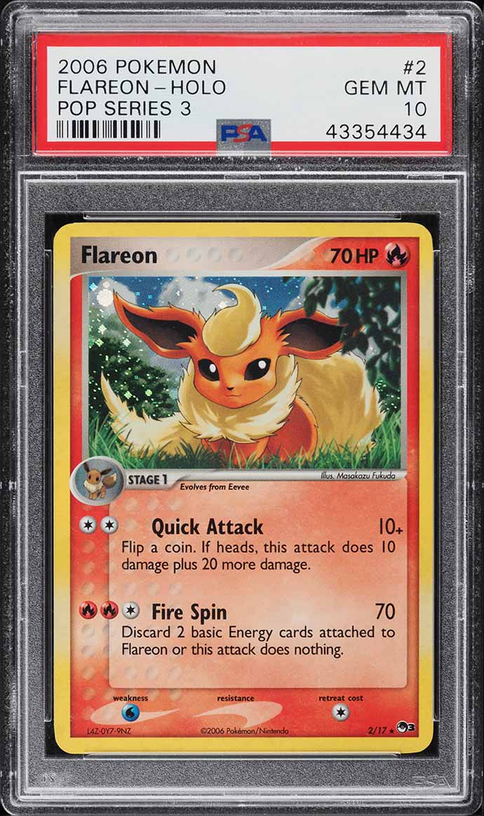 2006 Pokemon Pop Series 3 Holo Flareon #2 PSA 10 GEM MINT