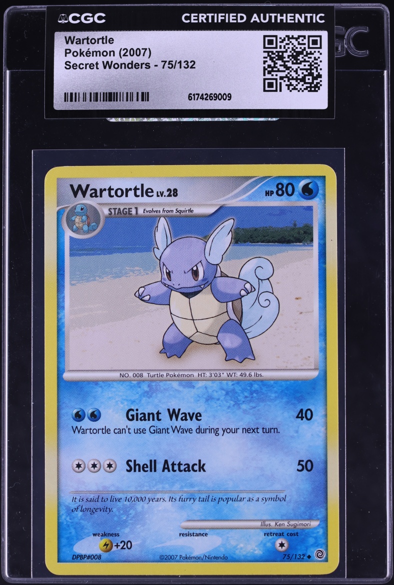 2007 Pokemon Diamond & Pearl Secret Wonders Wartortle #75 CGC AUTH