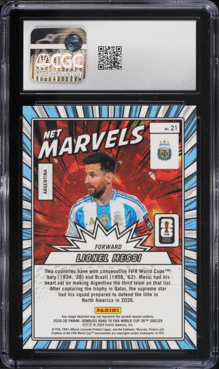 2025 Donruss FIFA World Cup Net Marvels Lionel Messi #21 CGC 10 GEM MINT