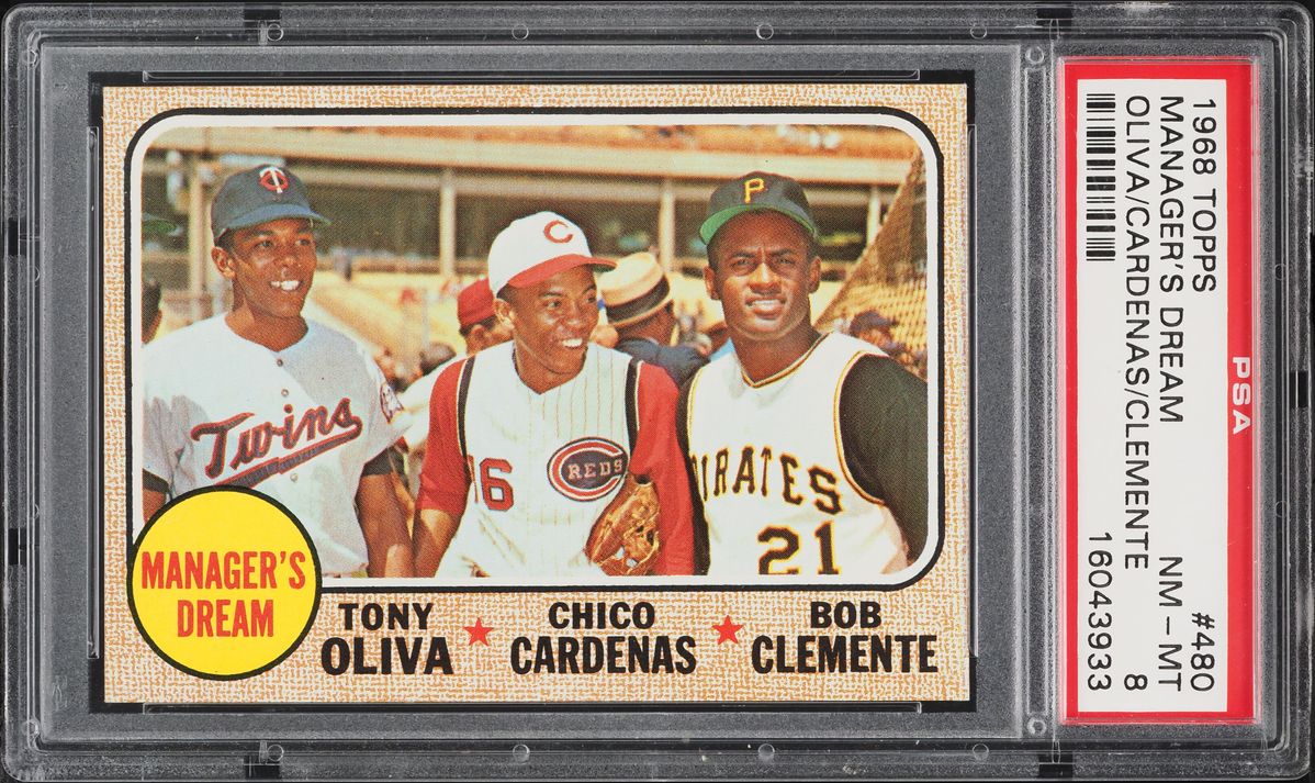1968 Topps Roberto Clemente Tony Oliva Chico Cardenas MANAGER'S DREAM #480 PSA 8 NM-MT