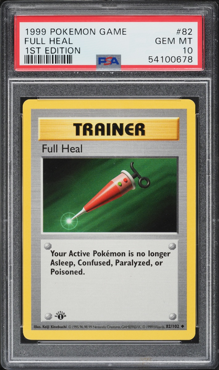1999 Pokemon Base Set Shadowless 1st Edition Full Heal #82 PSA 10 GEM MINT