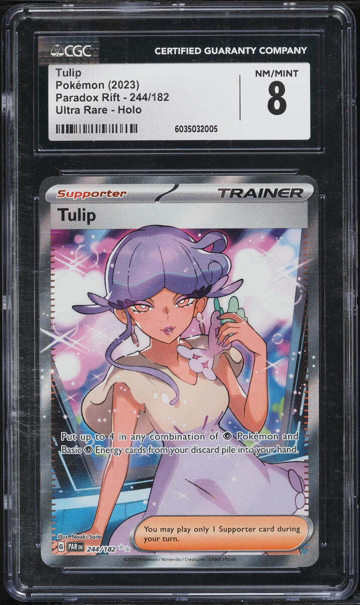 2023 Pokemon Scarlet & Violet Paradox Rift Full Art Tulip #244 CGC 8 NM-MT