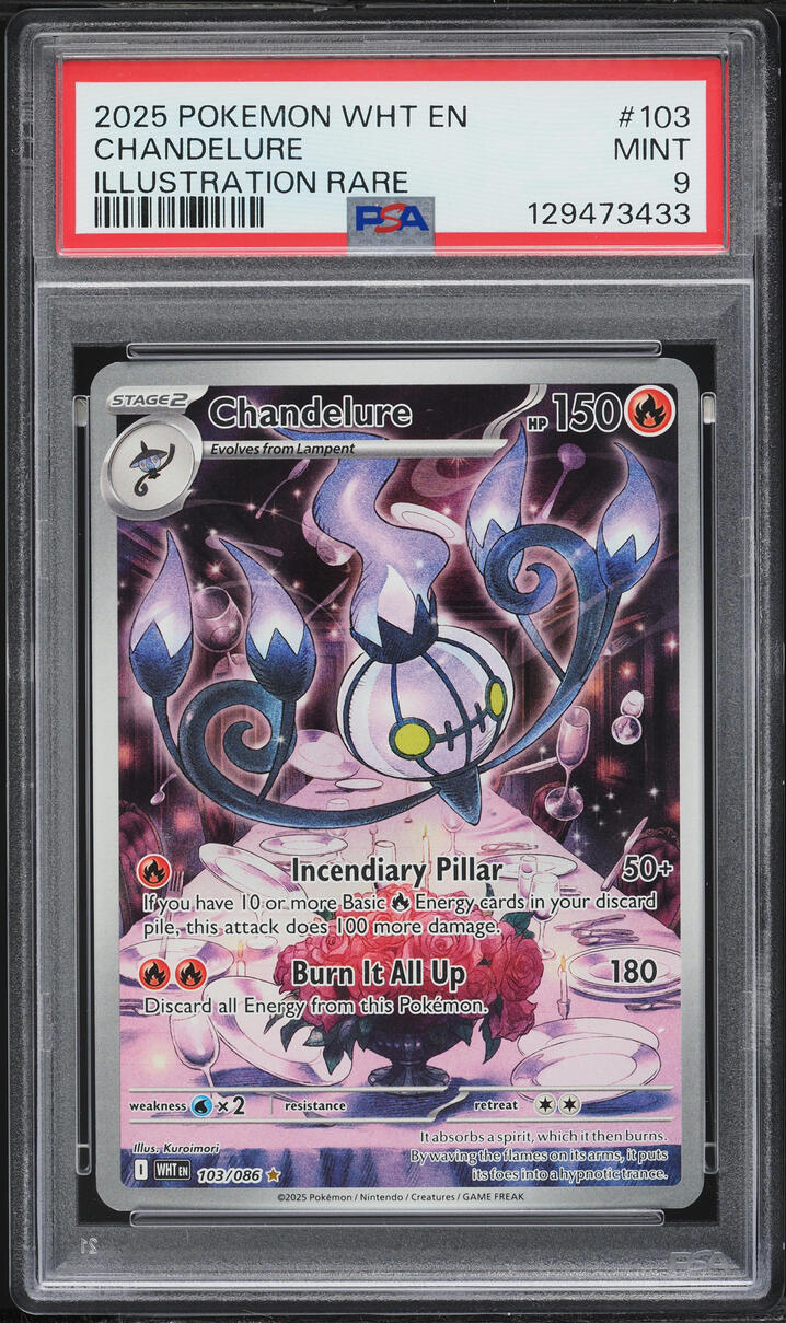 2025 Pokemon Scarlet & Violet White Flare IR Chandelure #103 PSA 9 MINT