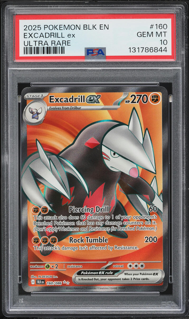2025 Pokemon Scarlet & Violet Black Bolt Full Art Excadrill Ex #160 PSA 10 GEM MINT
