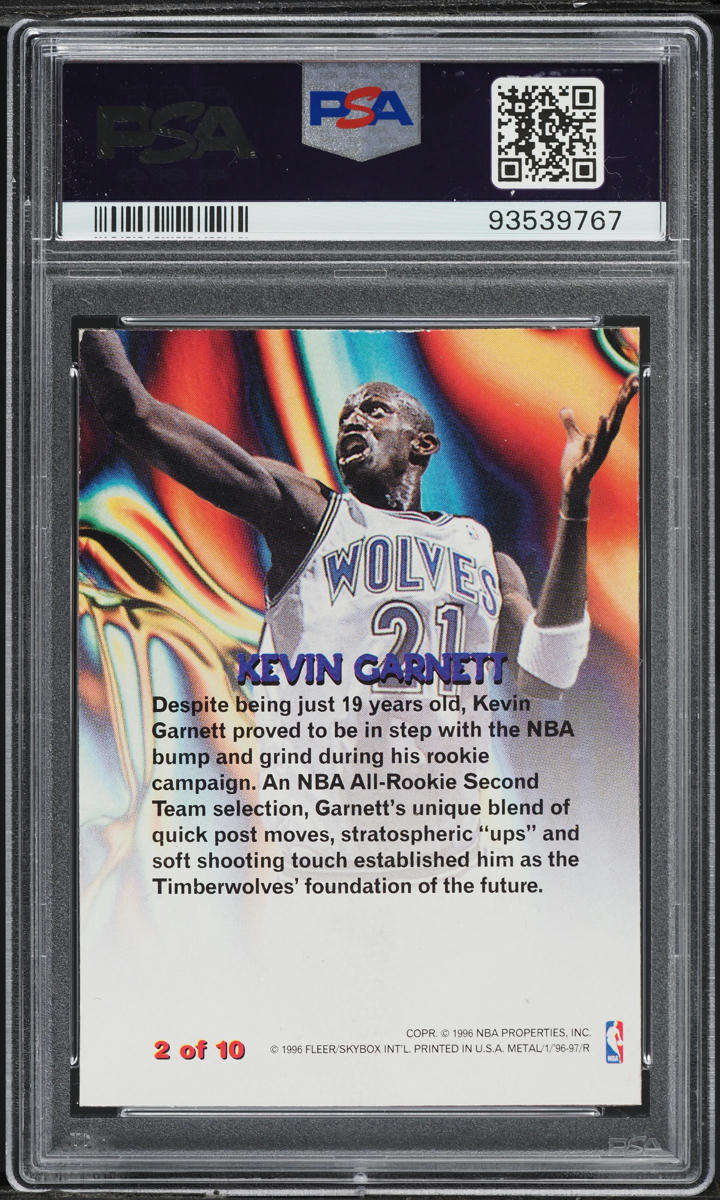 1996 Metal Molten Metal Kevin Garnett #2 PSA 8 NM-MT on