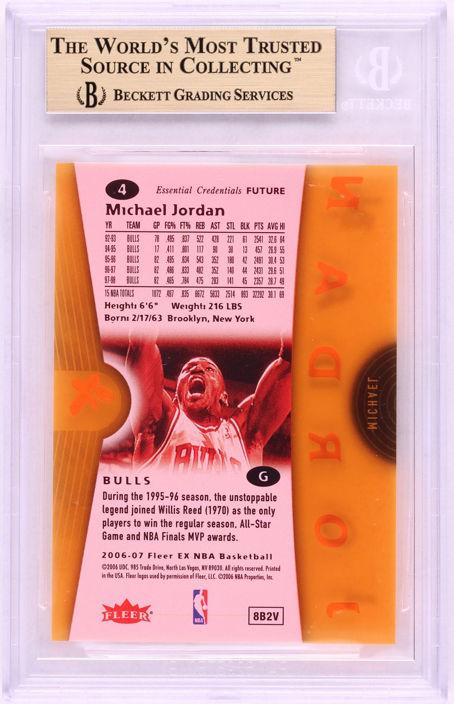 2006 Fleer E-X Essential Credentials Future Michael Jordan /77 #4 BGS 9.5 GEM