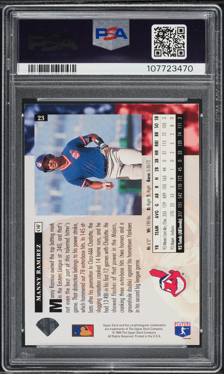 1994 Upper Deck Manny Ramirez ROOKIE #23 PSA 8 NM-MT