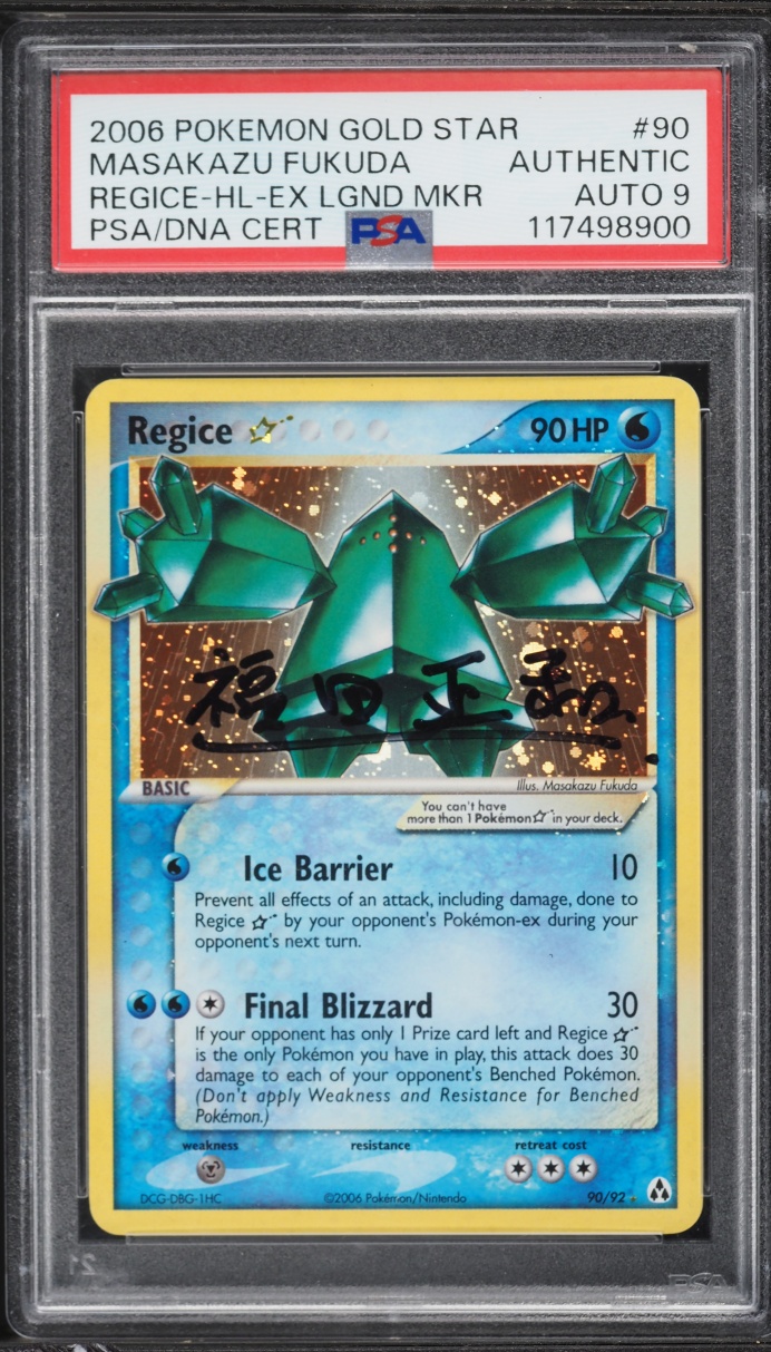 2006 Pokemon EX Legend Maker Holo Regice Gold Star Masakazu Fukuda AUTO DNA 9 #90 PSA AUTH