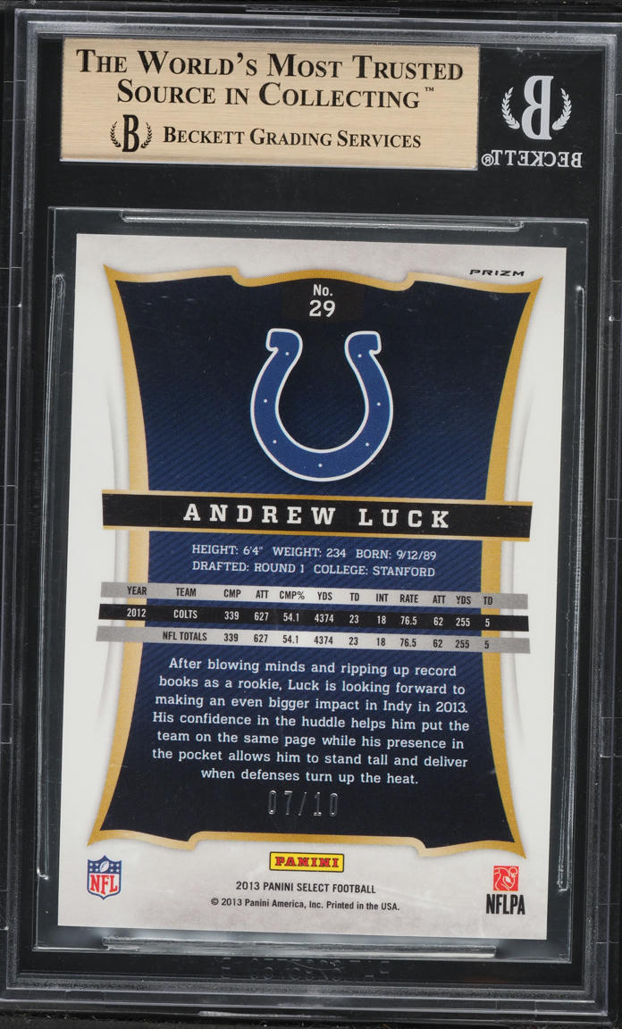2013 Select Prizm Gold Andrew Luck /10 #29 BGS 9.5 GEM MINT - Photo 2