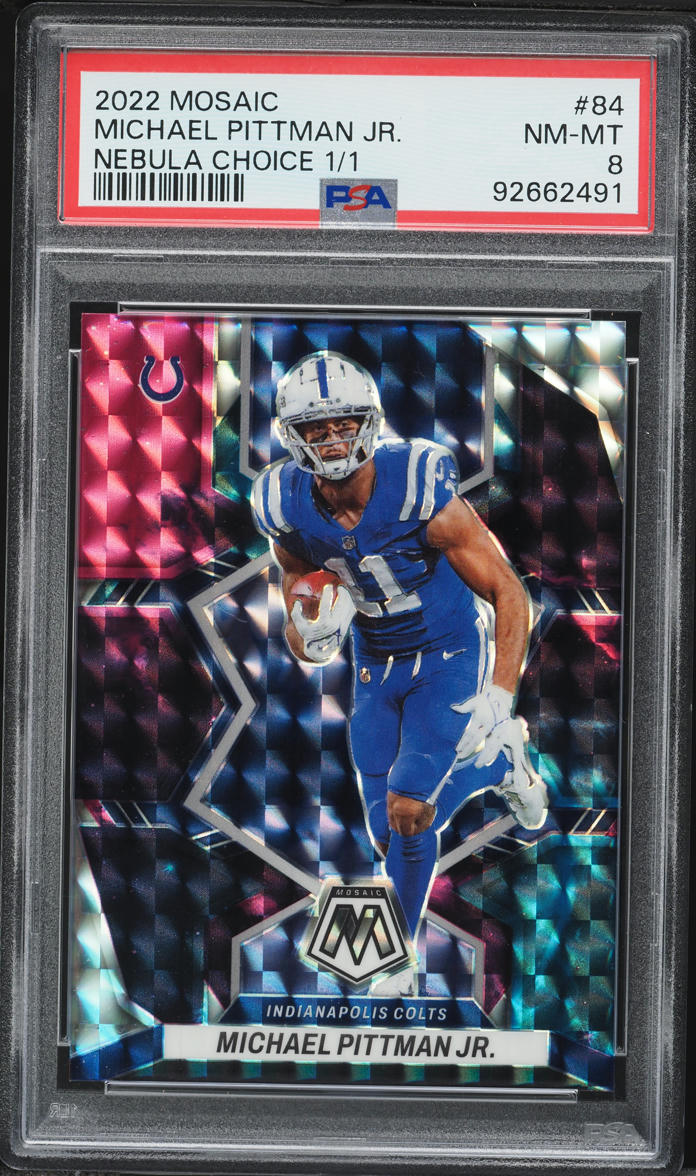 2022 Panini Mosaic Nebula Choice Michael Pittman Jr. 1/1 #84 PSA 8 NM-MT - Photo 1