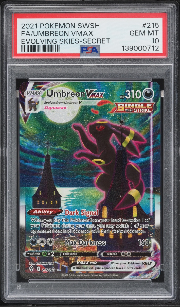 2021 Pokemon Sword & Shield Evolving Skies Alt Art Umbreon VMAX #215 PSA 10 GEM MINT