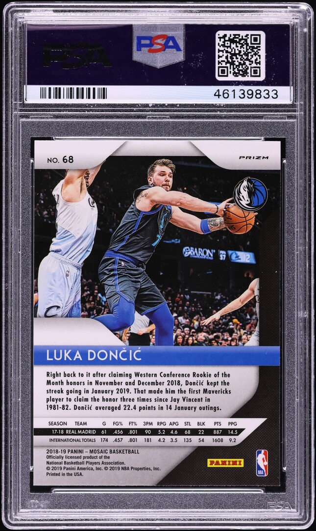 2018 Panini Prizm Mosaic Luka Doncic ROOKIE #68 PSA 10 GEM MINT on