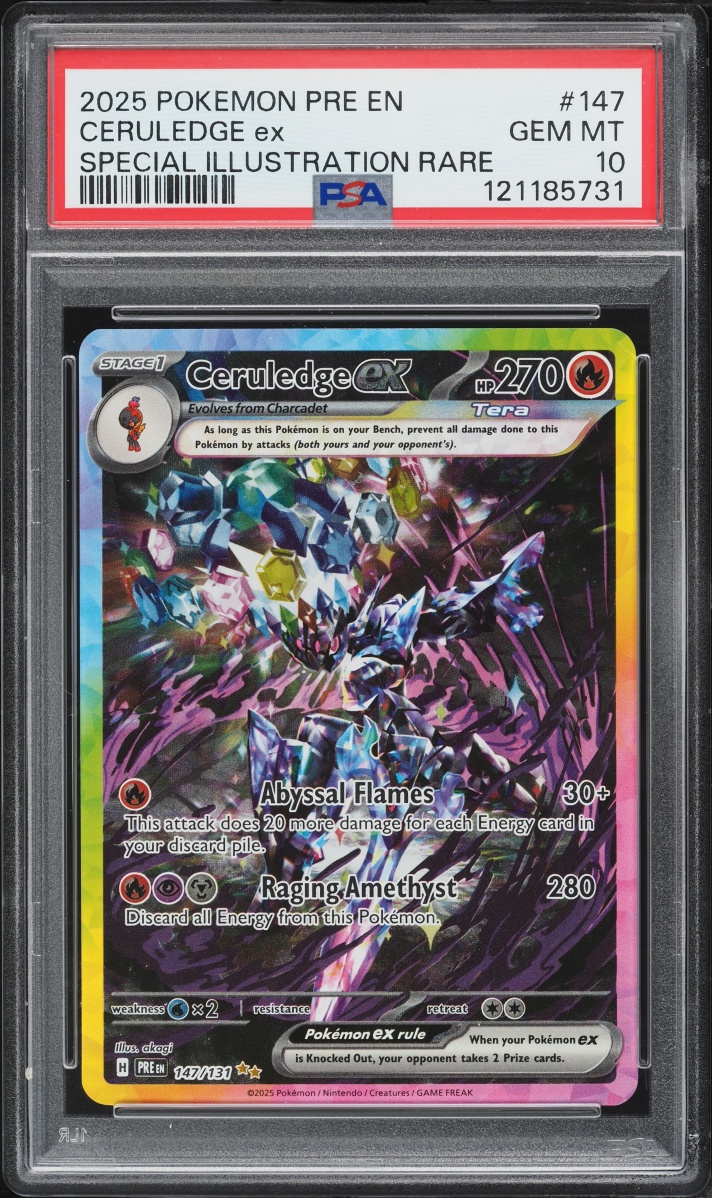 2025 Pokemon Scarlet & Violet Prismatic Evolutions SIR Ceruledge EX #147 PSA 10 GEM MINT