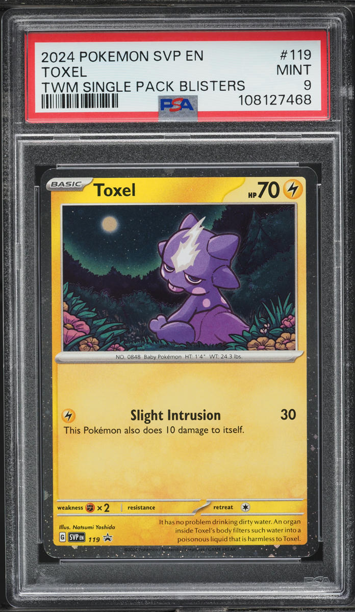 2024 Pokemon Scarlet & Violet Black Star Promo Twilight Masquerade Toxel #119 PSA 9 MINT