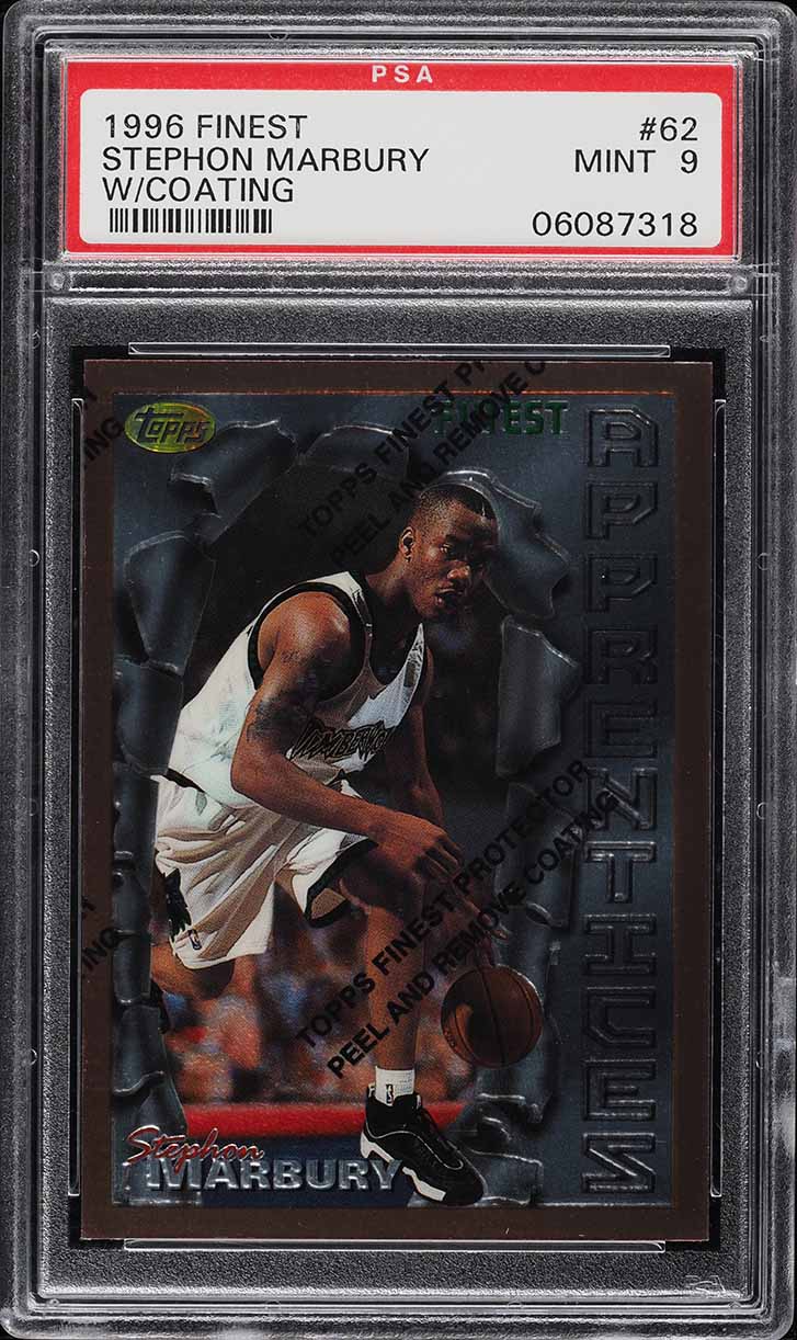 1996 Finest Basketball w/ Coating Stephon Marbury ROOKIE #62 PSA 9 MINT