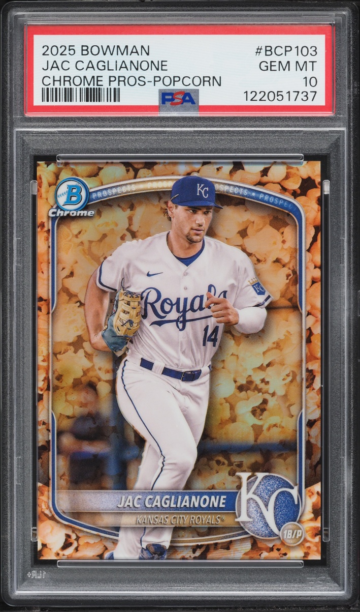 2025 Bowman Chrome Popcorn Jac Caglianone PROSPECT #BCP-103 PSA 10 GEM MINT