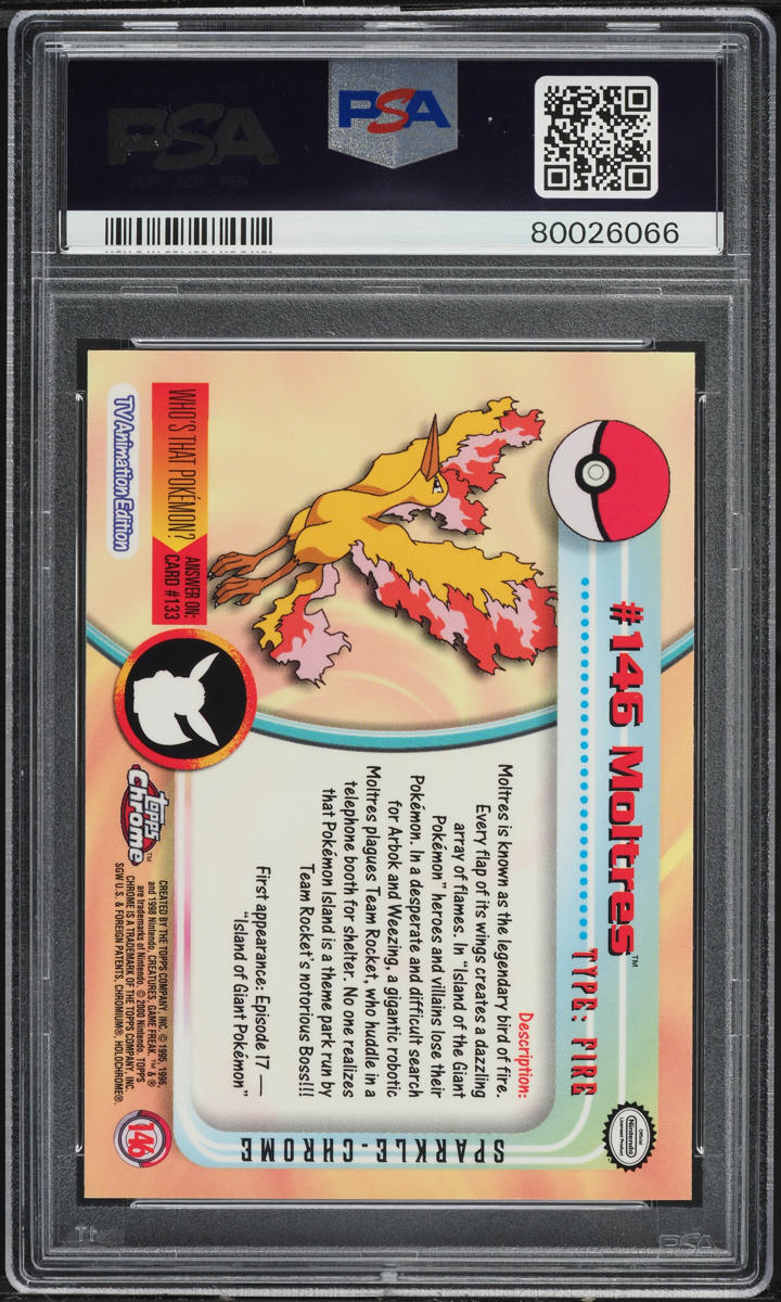 2000 Topps Chrome Pokemon Series 2 Sparkle Moltres #146 PSA 10 GEM MINT