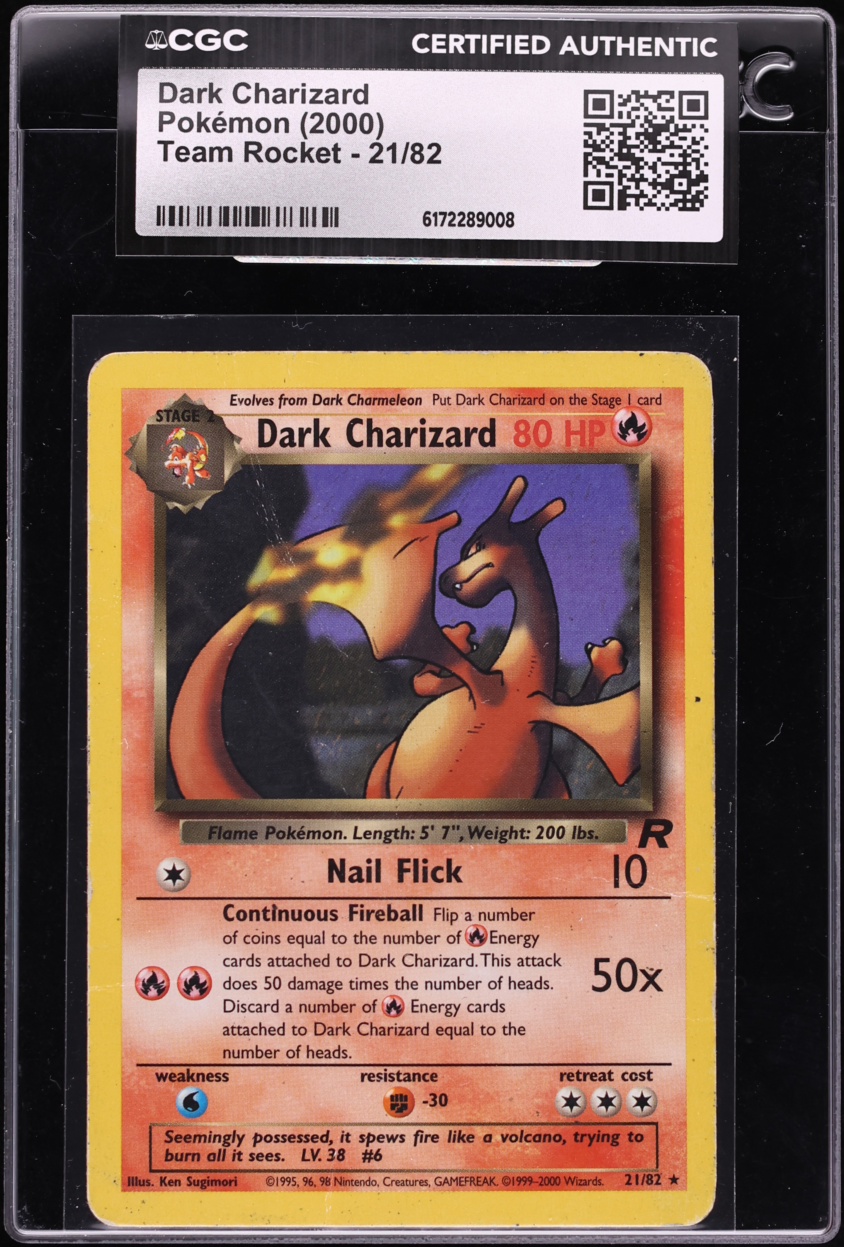 2000 Pokemon Team Rocket Dark Charizard #21 CGC AUTH