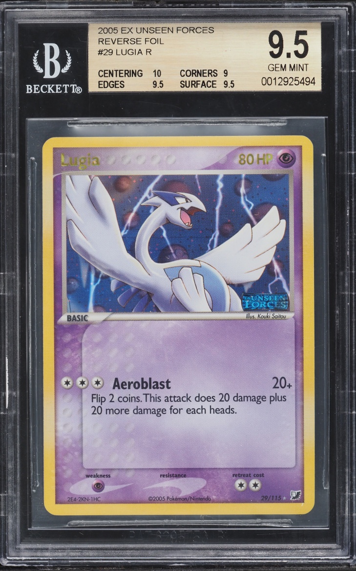 2005 Pokemon Ex Unseen Forces Reverse Holo Lugia #29 BGS 9.5 GEM MINT