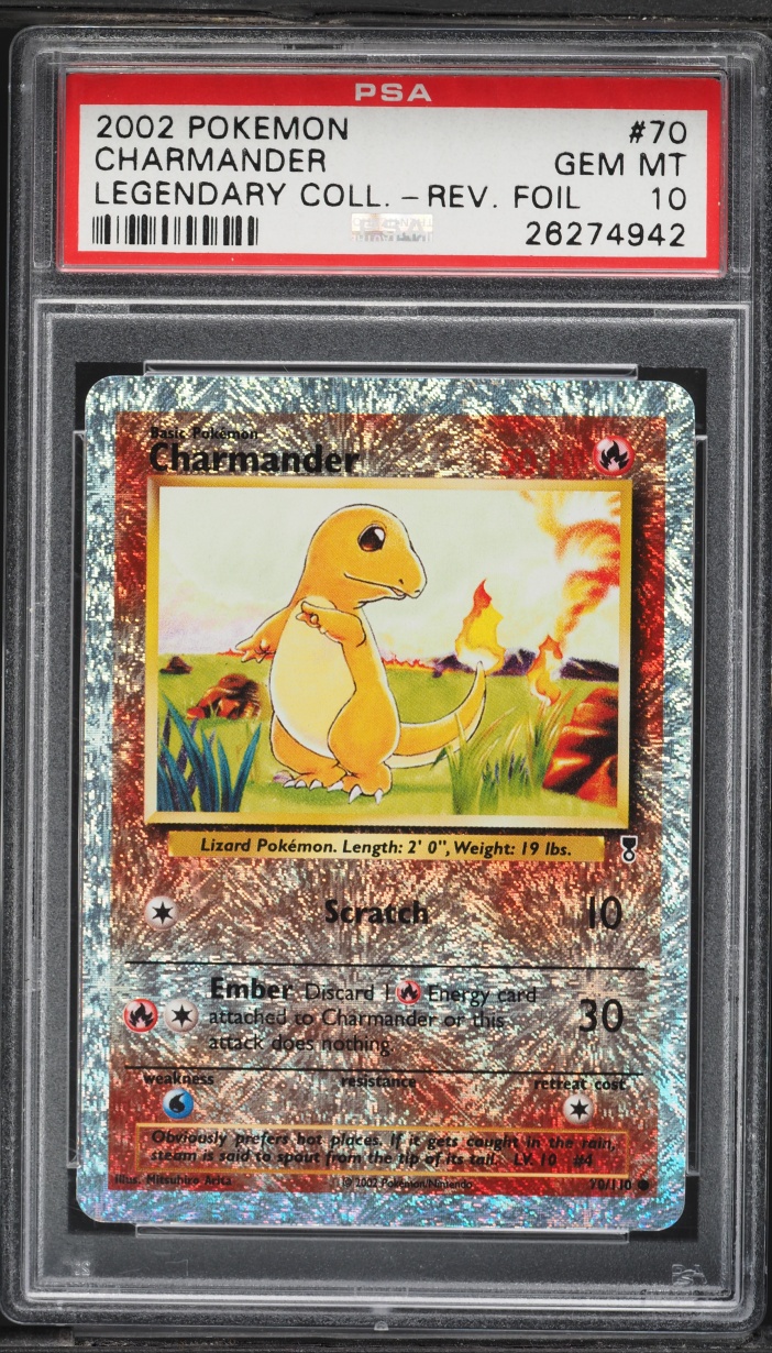 2002 Pokemon Legendary Collection Reverse Holo Charmander #70 PSA 10 GEM MINT