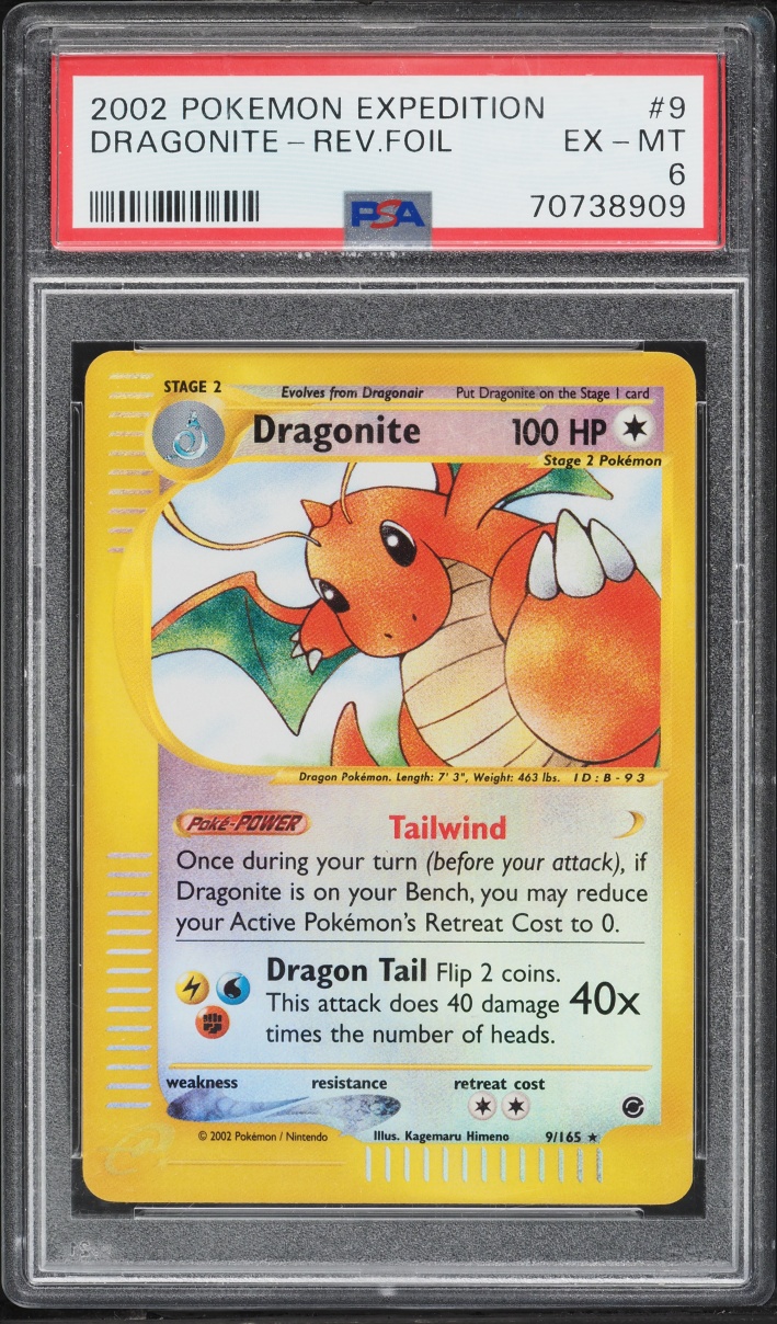 2002 Pokemon Expedition Reverse Holo Dragonite #9 PSA 6 EXMT