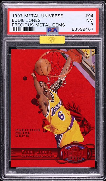 1997 Metal Universe Precious Metal Gems PMG Red Eddie Jones /100 #94 MBA PSA 7 NRMT