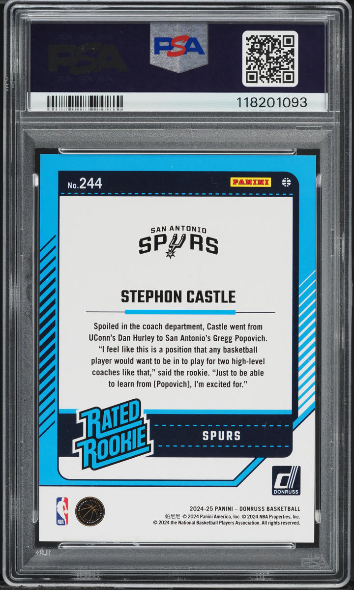 2024 Donruss Dots Stephon Castle ROOKIE /85 #244 PSA 10 GEM MINT